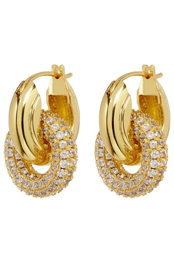 Luv Aj Gold Tone The Pave Interlock Hoops (Q95773) | £70