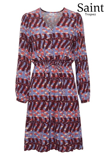 Saint Tropez Blue Alexa Knee Length Long Sleeve Dress (Q95780) | £110