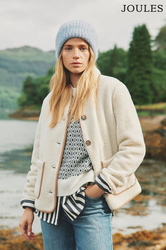 Cream borg jacket shop