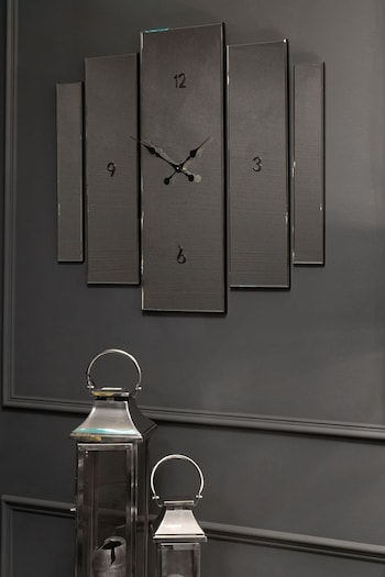 Libra Interiors Black Aruna Modern Mirrored Wall Clock (Q95825) | £375