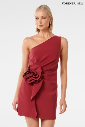 Forever New Red Arabella Rosette Asymmetrical Mini Dress (Q95859) | £110