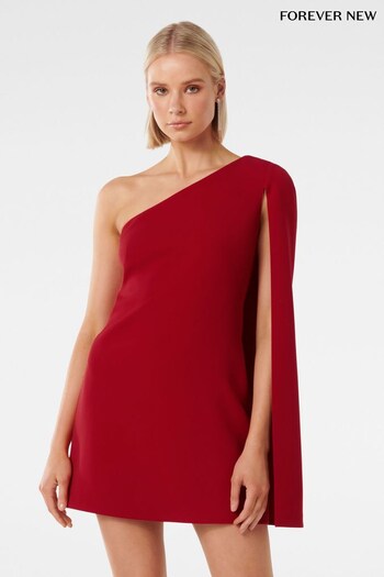Forever New Red Hartley Asymmetrical Cape Mini Dress (Q95862) | £100