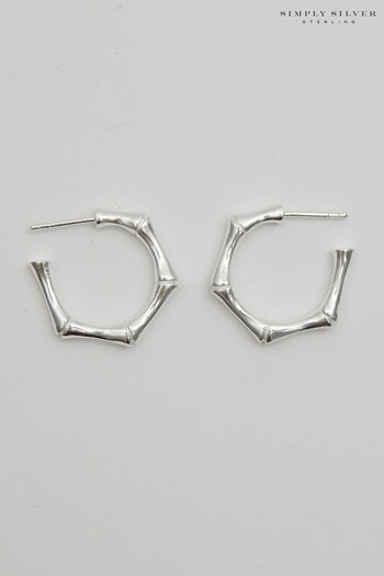 Simply Silver Sterling Silver Tone 925 Bamboo Hoop Earrings (Q95884) | £40