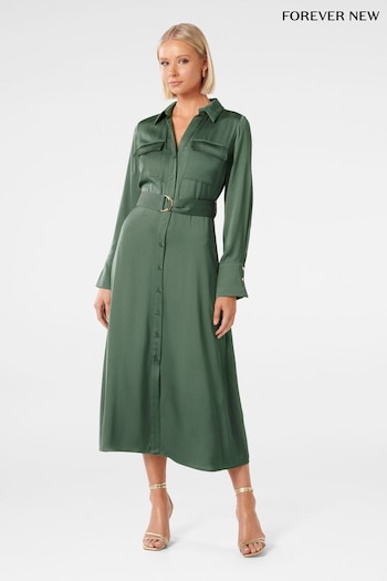 Forever New Green Piper Shirt Side Dress (Q95886) | £95