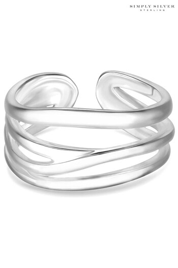 Simply Silver Sterling Silver Tone 925 Contemporary Multi Row Ring (Q95901) | £35