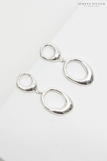 Simply Silver Sterling Silver Tone 925 Double Drop Open Earrings (Q95922) | £32