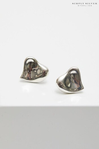 Simply Silver Sterling Silver Tone 925 Thumbprint Heart Stud Earrings (Q95926) | £25