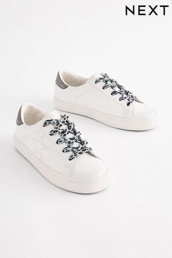 White Lace Up Lowtop Trainers (Q96187) | £21 - £28