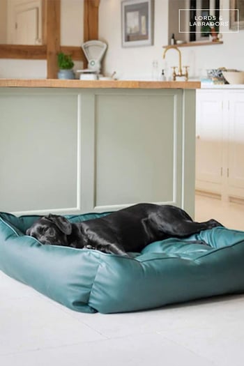 Lords and Labradors Green Dog Box Bed in Rhino Leather (Q96224) | £125 - £195