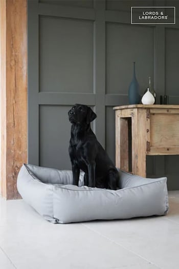 Lords and Labradors Grey Dog Box Bed in Rhino Leather (Q96252) | £125 - £195