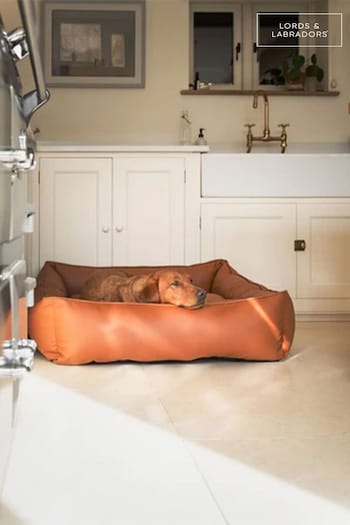 Lords and Labradors Tan Brown Dog Box Bed in Rhino Leather (Q96253) | £125 - £195