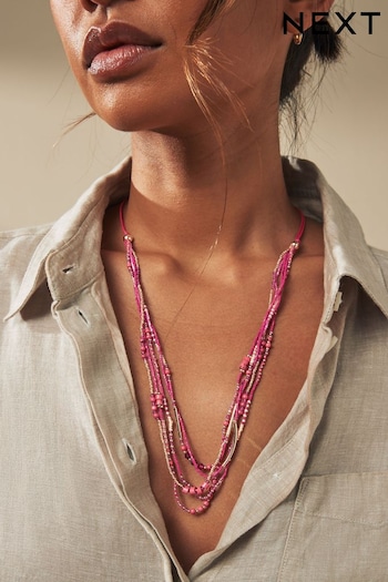 Pink Beaded Multi Layer Necklace (Q96279) | £16