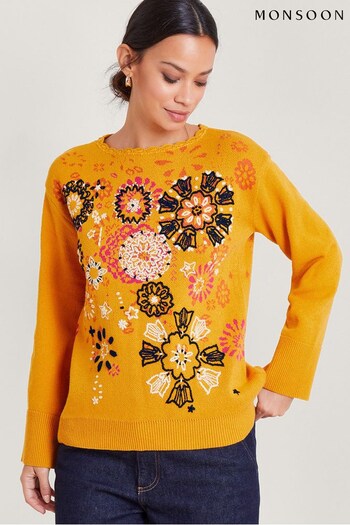 Monsoon Yellow Embroidered Jumper (Q96327) | £99