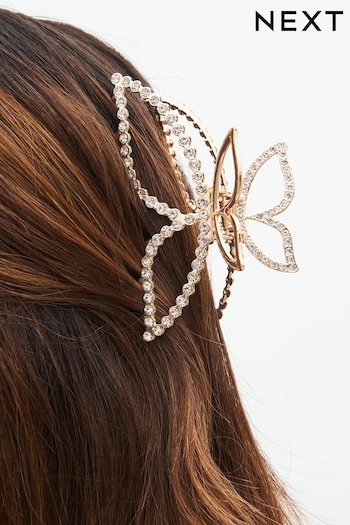 Gold Tone Butterfly Sparkle Hair Claw (Q96358) | £12