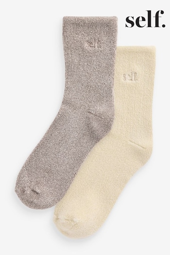 self. Neutral Towelling Lounge Ankle Socks 2 Pack (Q96395) | £9
