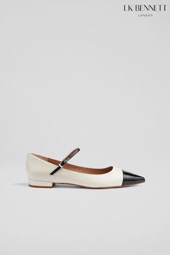 LK Bennett Monty Cream And Black Leather Mary Jane Shoes (Q96399) | £249