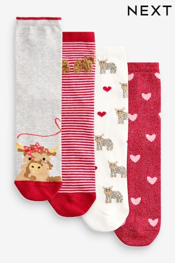 Red Valentine Hamish the Highland Cow Ankle Socks 4 Pack (Q96429) | £10