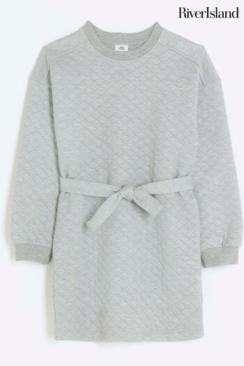 River Island Grey Girls Grey Quilted Sweat Dress (Q96447) | £22