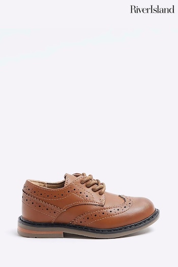 River Island Brown Boys Brogues Gel Shoes (Q96452) | £22