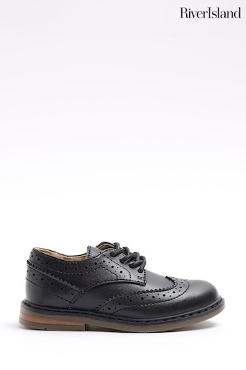 River Island Black Boys Brogues Shoes (Q96479) | £22