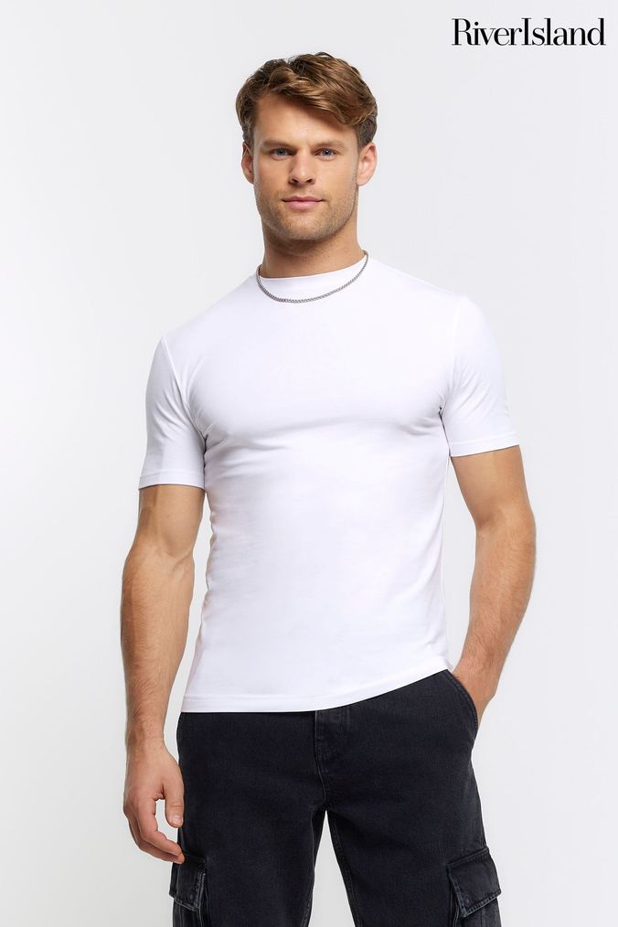 Buy Men s River Island White T Shirts Plain Tops Online Next UK