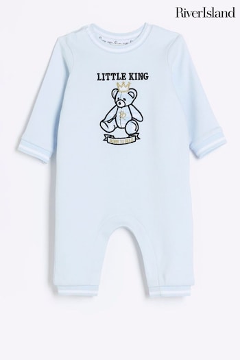 River Island Blue Baby Boys Little King Sleepsuit (Q96489) | £18