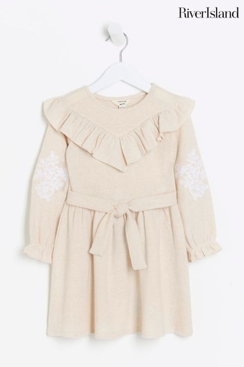 River Island Brown Cosy Embroidery Girls Dress (Q96497) | £20