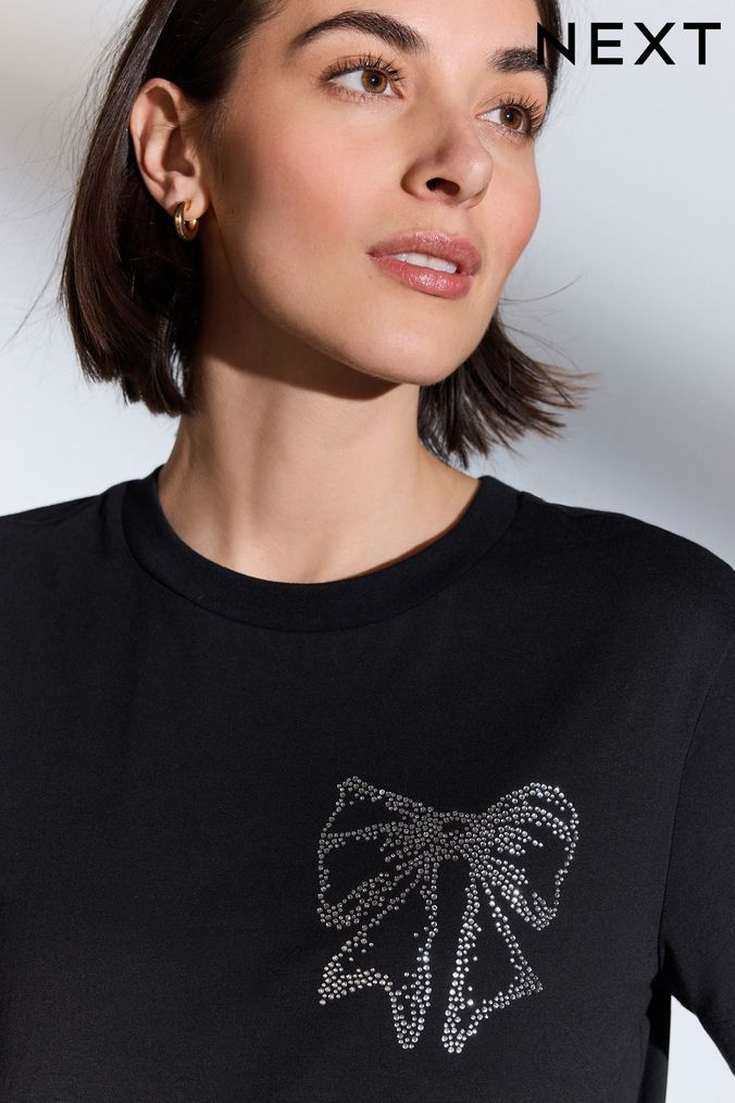 Buy Women s T Shirts Black Graphic Tops Online Next UK