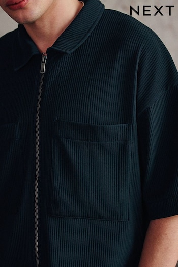 Black EDIT Plisse Polo Shirt (Q96608) | £28