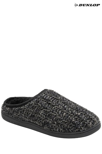 Dunlop Black Mens Kintted Mules Slippers (Q96693) | £20