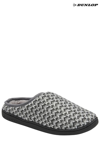 Dunlop Grey Mens Knitted Mules Slippers (Q96703) | £20