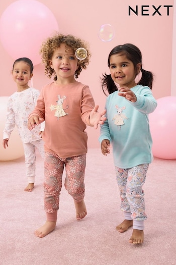 Blue/Pink Mouse 100% Cotton Pyjamas 3 Pack (9mths-16yrs) (Q96761) | £27 - £33