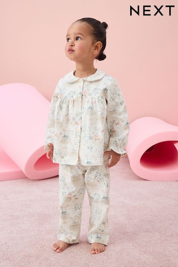 Cream Mouse Fairy Button Through 100% Cotton Pyjamas (9mths-10yrs) (Q96763) | £14 - £17