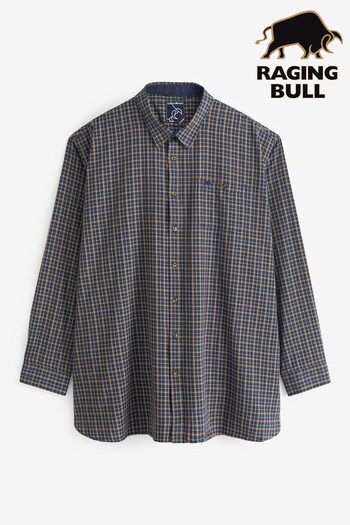 Raging Bull Blue Long Sleeve Brushed Cotton Tattersall Shirt (Q96829) | £79