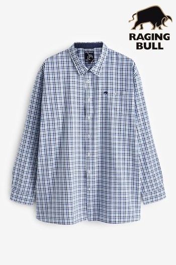 Raging Bull Blue Long Sleeve Brushed Cotton Gingham Shirt (Q96830) | £79