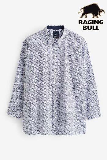 Raging Bull Purple Long Sleeve Cotton Poplin Dhalia Print Shirt (Q96861) | £79
