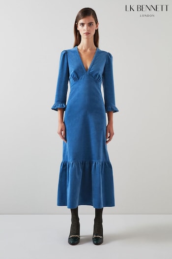 LK Bennett Deborah Blue Cotton Cord Dress (Q96938) | £279