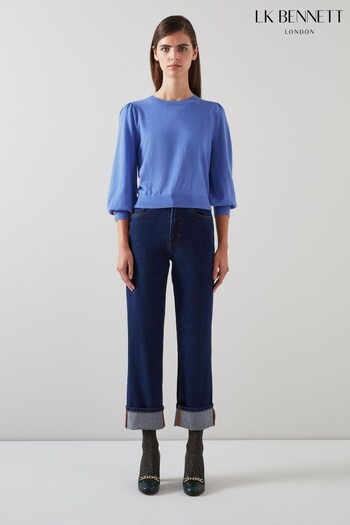 LK Bennett Diana Blue Cotton And Sustainably Sourced Merino Jumper (Q96943) | £149