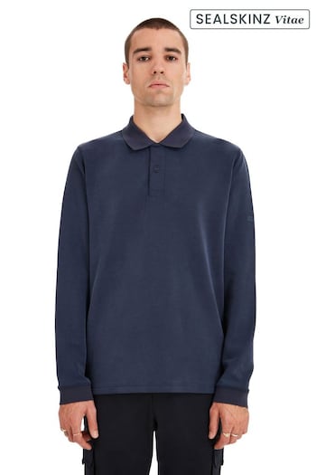 SEALSKINZ Blue Flordon Long Sleeve Soft Touch Polo Shirt (Q97022) | £120