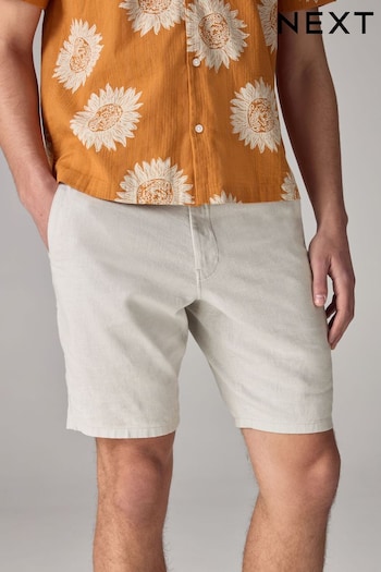Light Grey Linen Viscose Shorts (Q97055) | £24