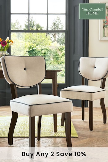 Nina Campbell Set of 2 Natural Ashburn Dining Chairs (Q97057) | £299