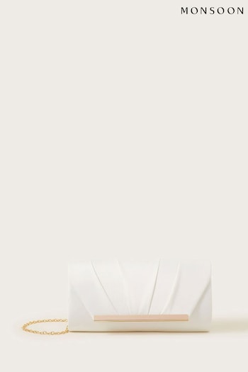 Monsoon White Pleated Clutch Bag (Q97112) | £39