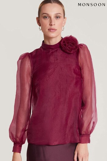 Monsoon Red Romi Corsage Blouse (Q97115) | £70