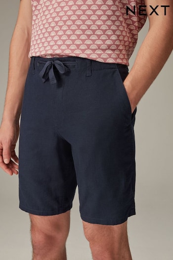 Navy Linen Viscose fitted Shorts (Q97123) | £24
