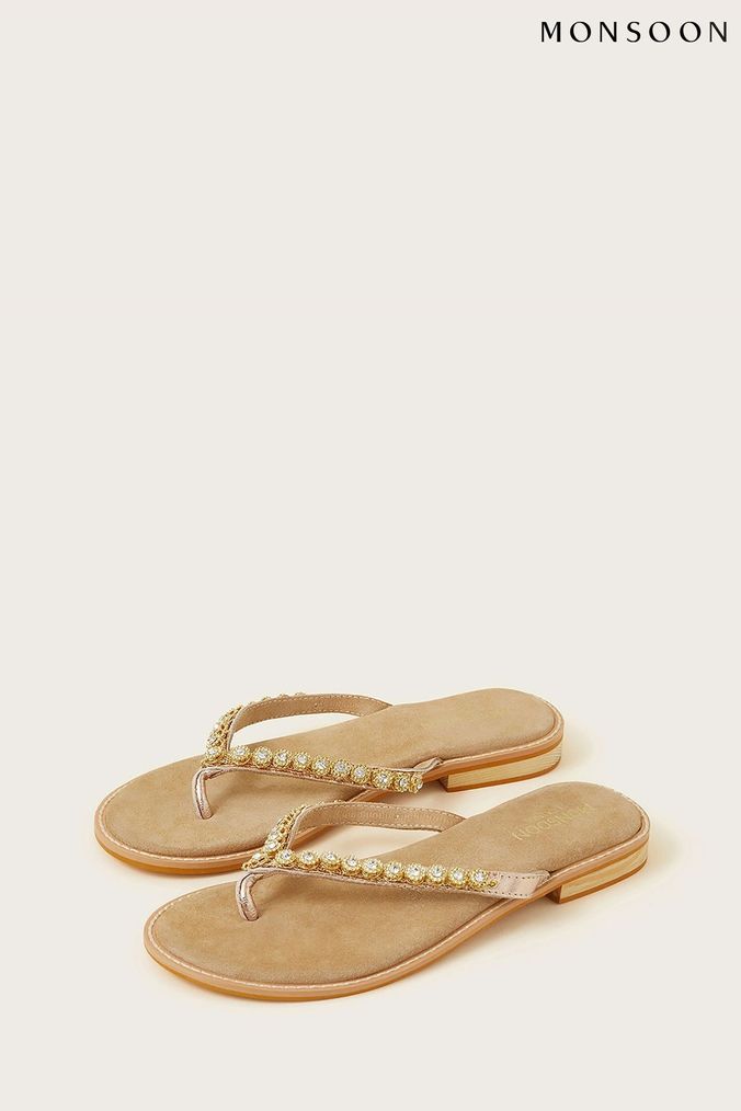 Womens gold flip flops best sale