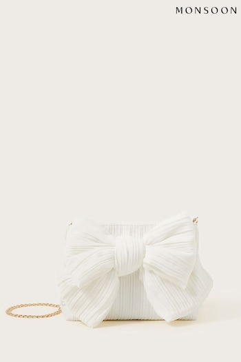 Monsoon White Pleated Bow Bag (Q97150) | £50