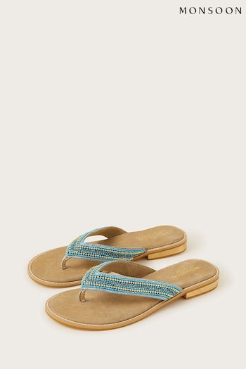 Monsoon Blue Embellished Toe Post Sandals (Q97158) | £39