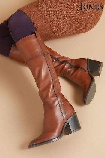 Jones Bootmaker Carmine Leather Knee High Brown Boots (Q97167) | £180