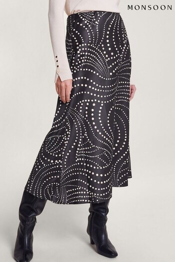 Monsoon Dora Satin Black Skirt (Q97176) | £55