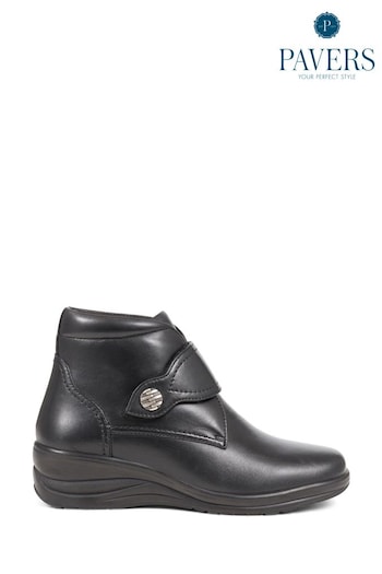 Pavers Leather Ankle Black Boots (Q97190) | £50